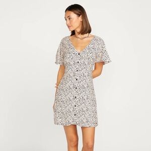 Volcom Poppin Stone Flutter Sleeve Sundress‎ pink black 10 NWT